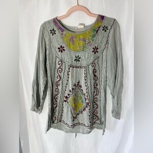 Women’s VIERA Embroidered Boho 3/4 Sleeve Blouse